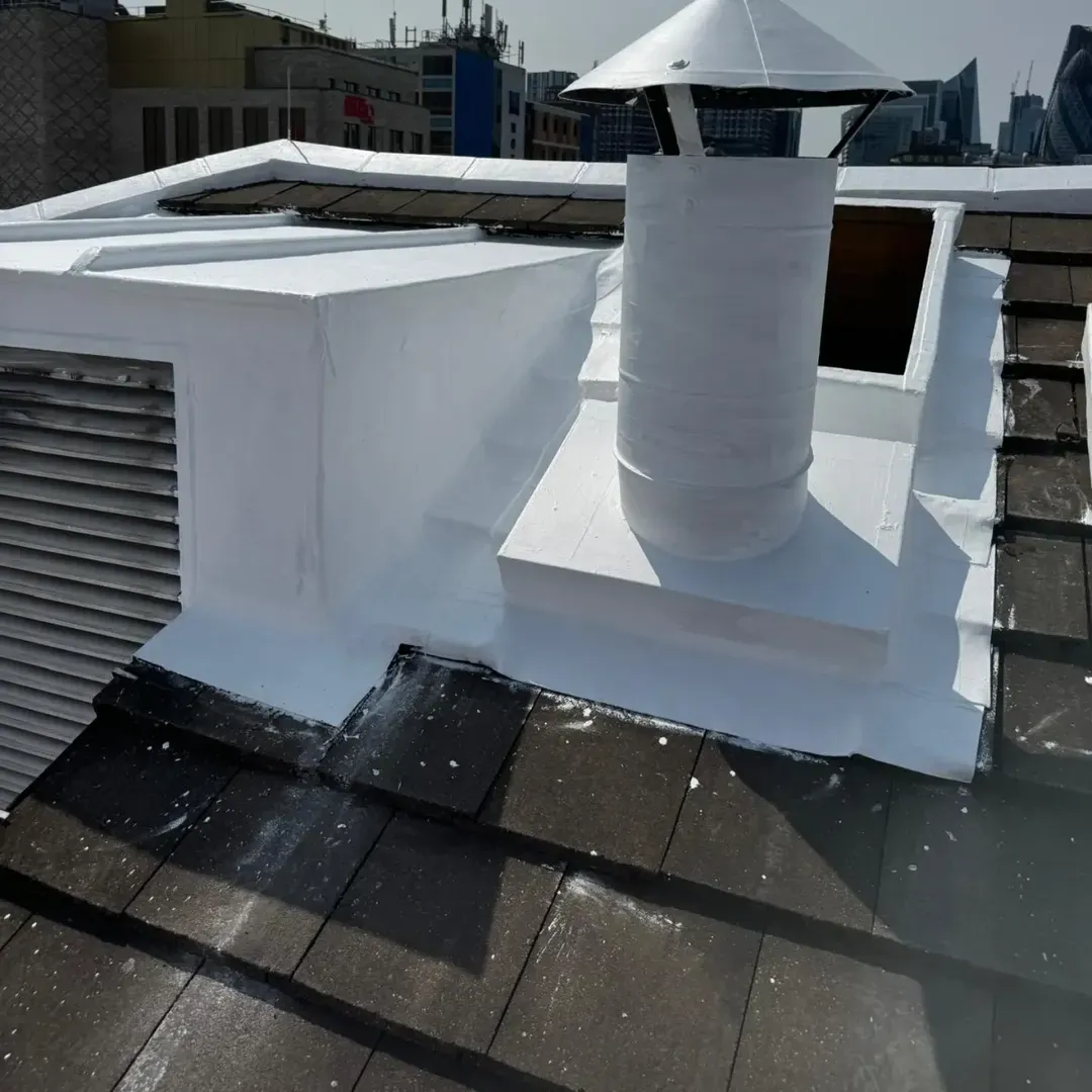 Vent stack, cowl and upstand sealed white with the HYDRONYLON system